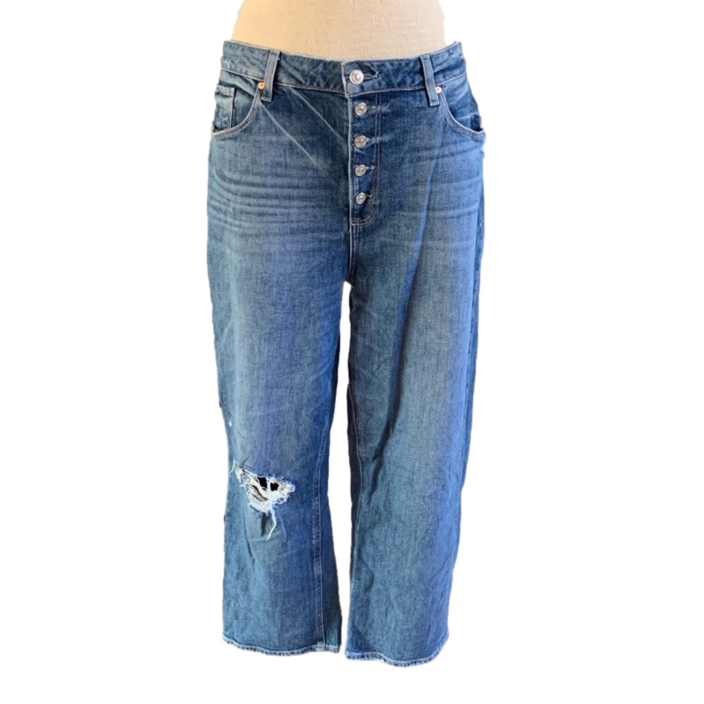Paige sz 32 Sarah Straight Ankle button fly high rise jeans